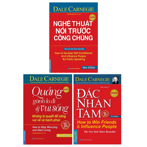 bộ sách đắc nhân tâm + quẳng gánh lo đi và vui sống + nghệ thuật nói trước công chúng (bộ 3 cuốn)
